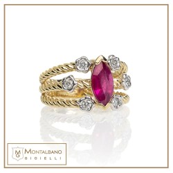 Anello Intrecci 3 fili e pietra oro 18kt